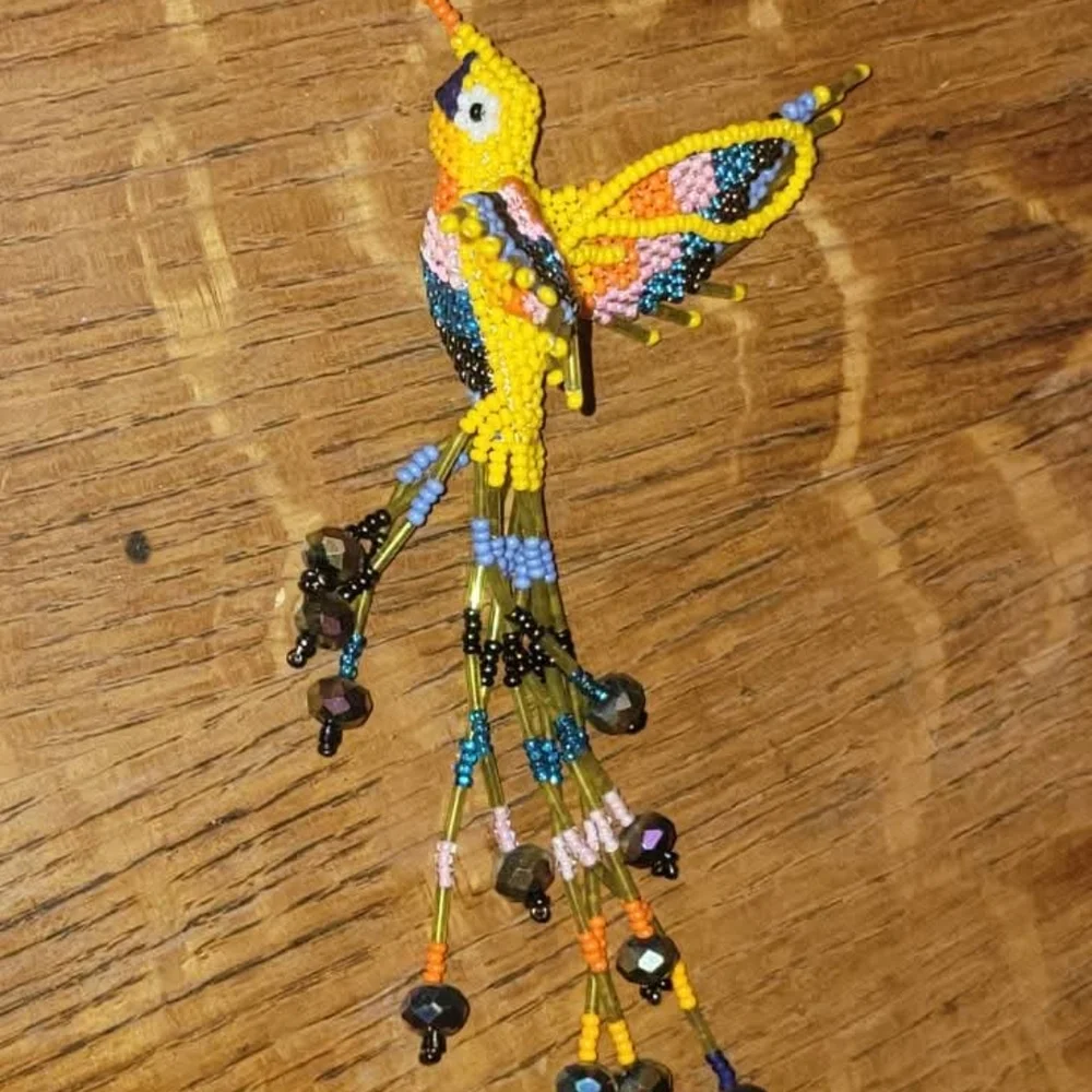Handmade Beaded Hummingbird made by the Mayan Women of Guatemala. - Picture 2 of 6
